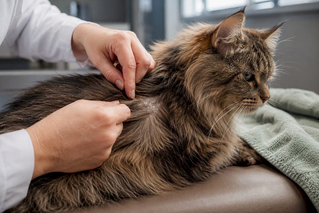 5 Causes of Cat Dandruff, Vet Tests and Fear Free Care for Cat Owners